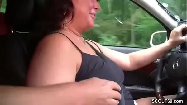 Big MILF taxi driver lets customers fuck her in the car drive Clips
