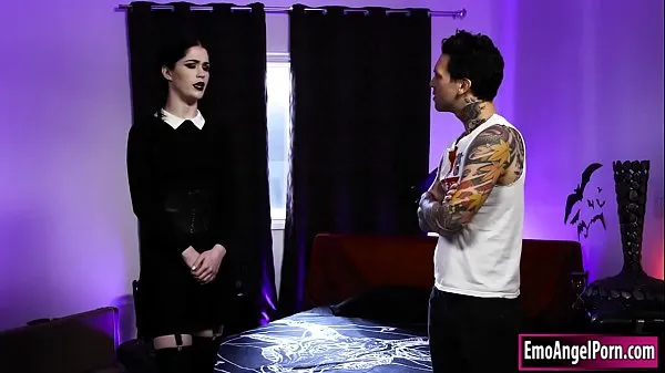 Big Small tits goth Wednesday Addams is convinced by a tattooed guy to get fucked.He kisses her and makes her deepthroat his big facesits him and is doggystyled rough.He keeps on banging her drive Clips