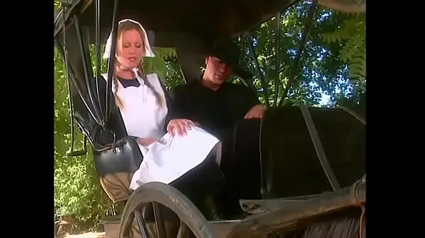 Big Horny Amish scored his blonde busty wife Nina Ferrari to do it in horse carriage drive Clips