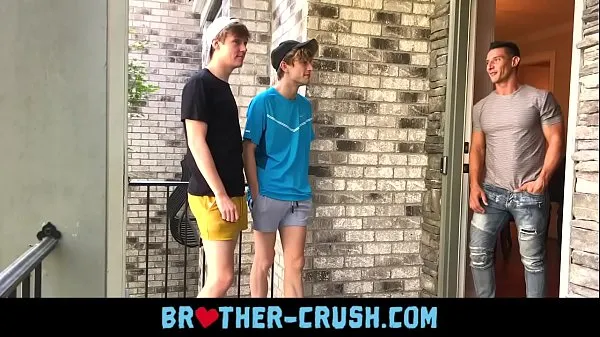 Big Hot Stepbrothers fuck their horny older neighbour in gay threesome drive Clips