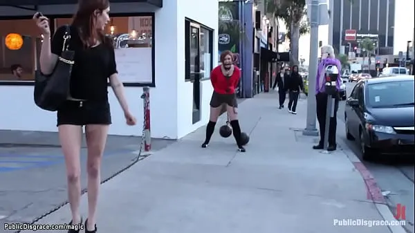 Big Mistress Princess Donna Dolore public humiliate chained slave Jodi Taylor on the streets then makes her fuck in the crowded bar and get facial drive Clips