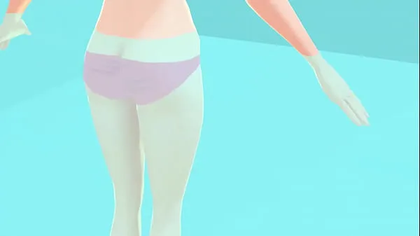Veliki Toyota's anime girl shakes big breasts in a pink bikini pogonski posnetki