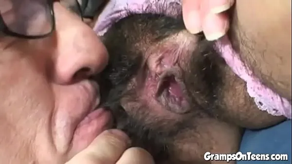 Old dude gets lucky with a hairy teen girl
