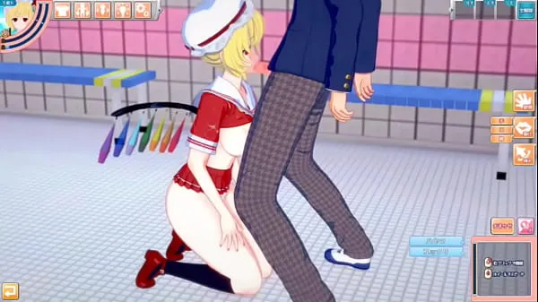 Big Eroge Koikatsu! ] Touhou project Flandre Scarlet's boobs rubbed and Nio standing handjob fellatio sex after being served! Blonde huge breasts hentai [hentai game drive Clips