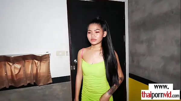 Skinny asian teen bargirl fucking a huge white dick